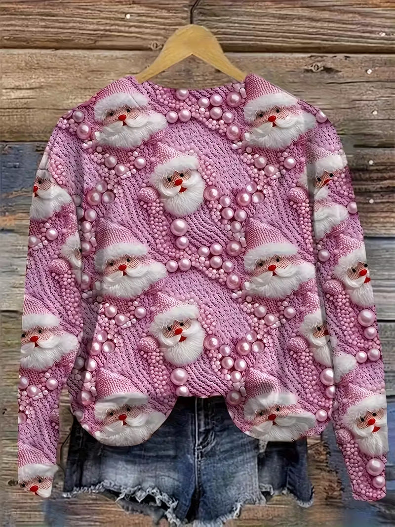 Pullover Christmas Pattern Round Neck Sweatshirt