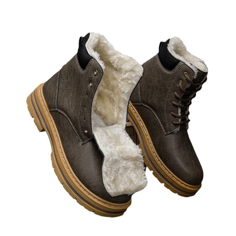 Mens Warm Western Cowboy Boots With Thick Sole In A Retro Style
