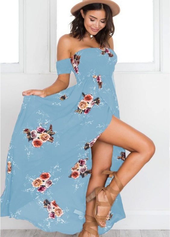 Boho style long dress Off shoulder beach dresses