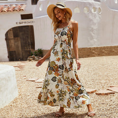 Holiday Style Dress Print Suspender Dress