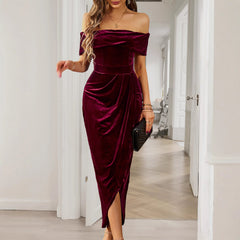 Solid Color Strapless Bodycon Long Dress Dress