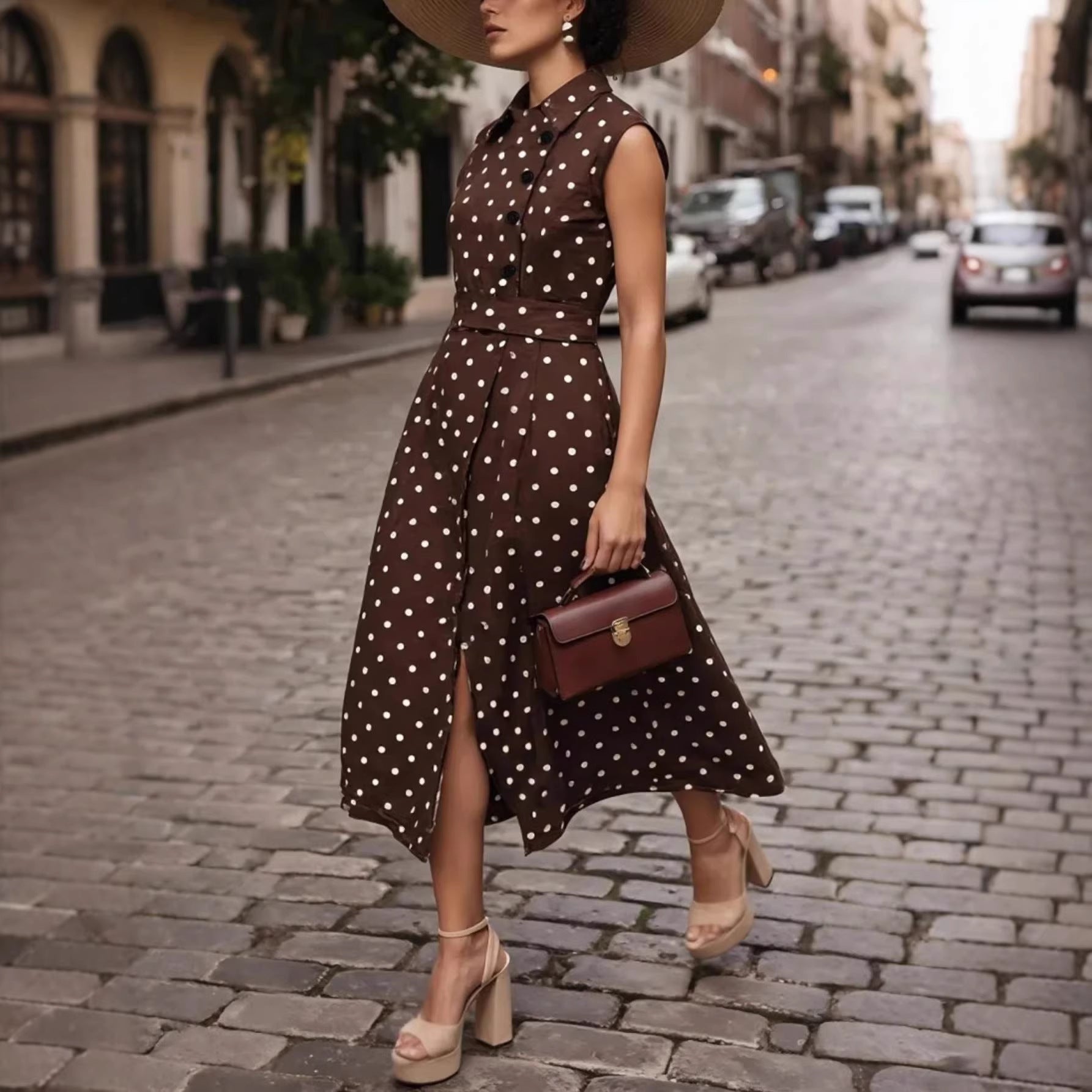 Polka-Dot Printed Casual Dress