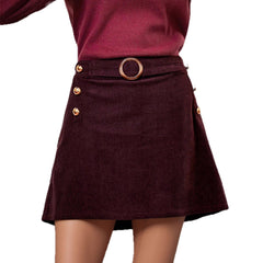 Slim-fit Metal Buckle Versatile Hip-hugging Midi Skirt
