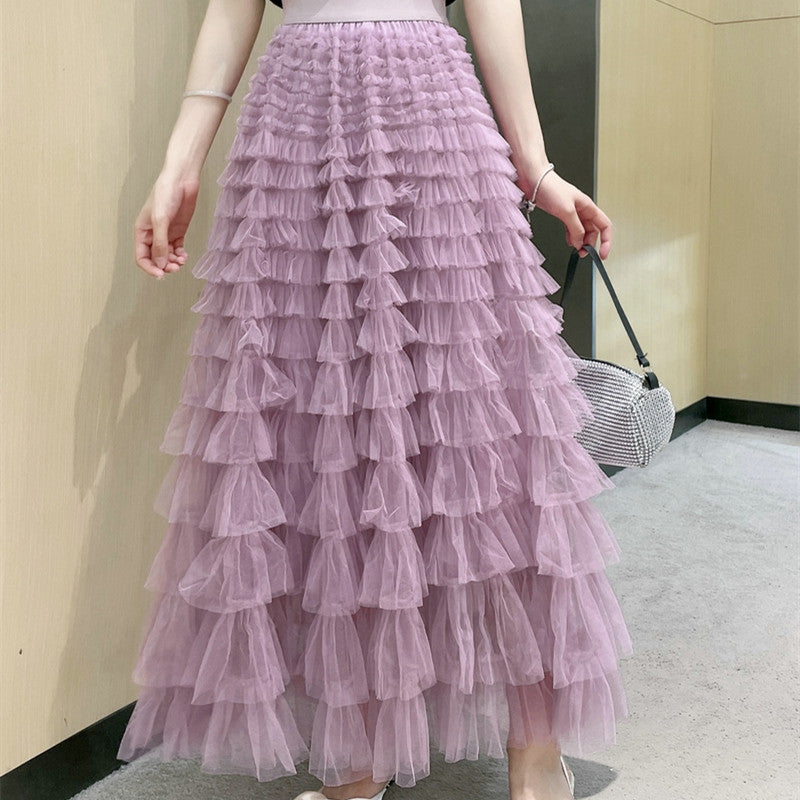 Cake Skirt White Gauze Skirt Pleated Skirt