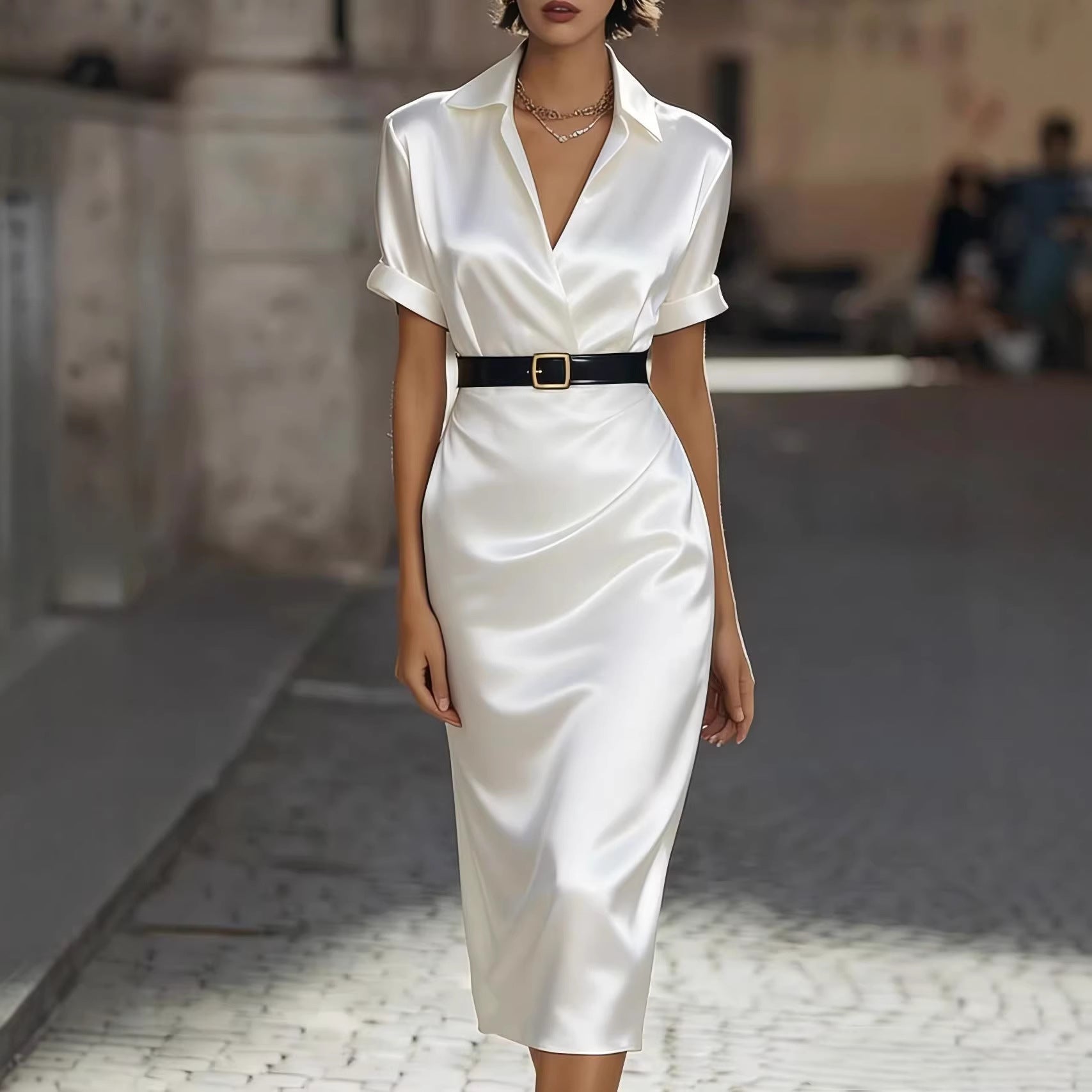 Slim-fit Waist-cinching Dress