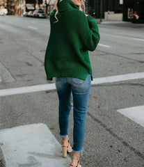 Thick line turtleneck sweater