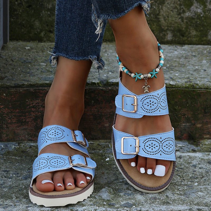 Slippers Adjustable Buckle Sandals Hollow Out Shoes Girl