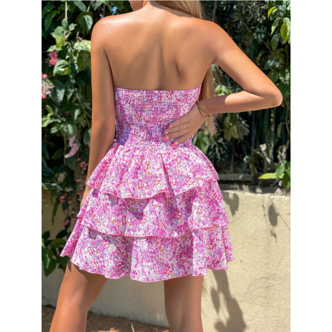 Style Printed Cross Wear Dress