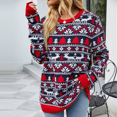Christmas Deer Sweater Loose Round Neck