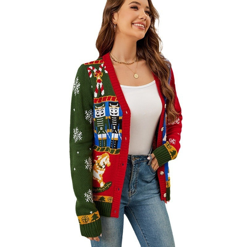 Long Sleeve Knitted Coat Christmas Sweater