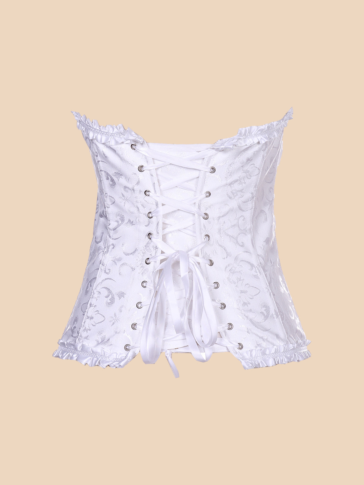Brocade Sweetheart Corset With Ruffle Trim