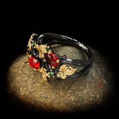 Trendy Colorful Flower Angel Two-Tone Ring For Cross-Border Jewelry