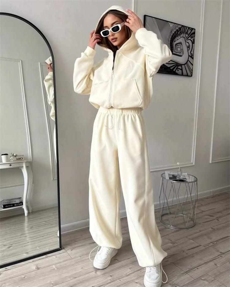 Sportswear Set Solid Color Cardigan Set