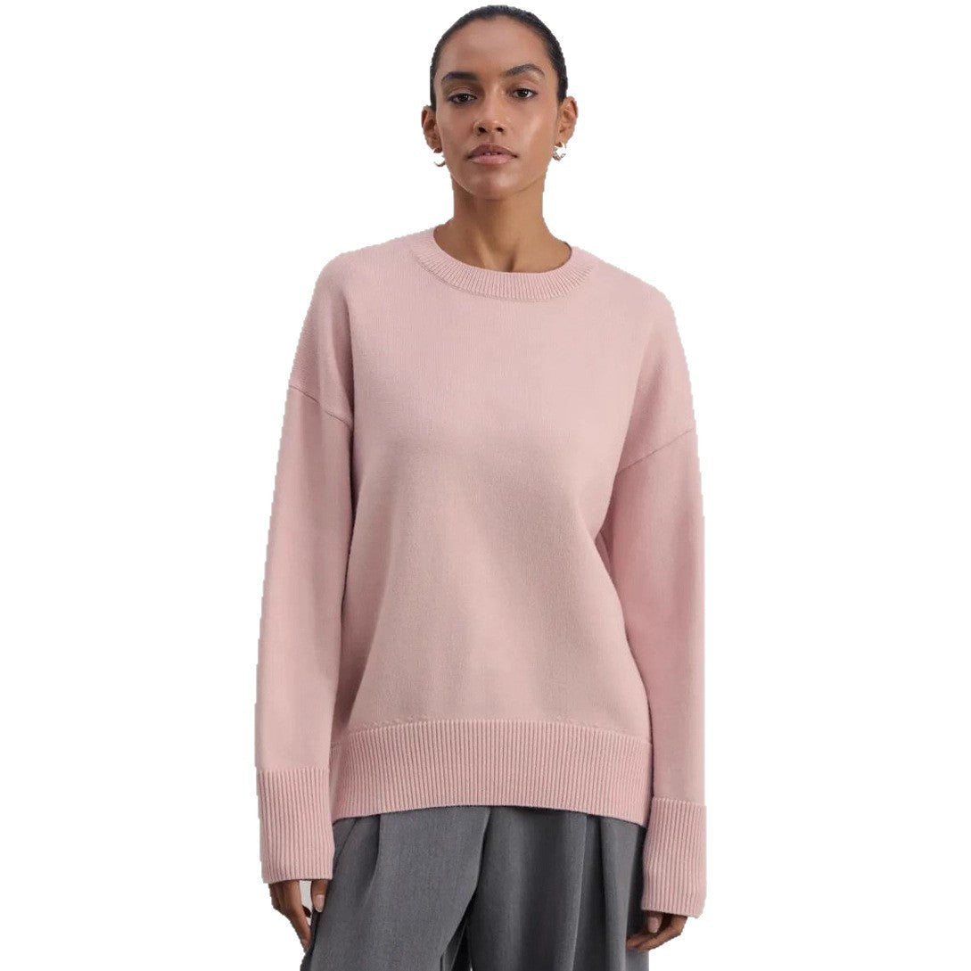 Knitted Round Neck Solid Color Loose Sweater