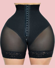 BBL Shorts High Waisted Double Compression Hook & Eye Control Zipper Crotch Butt Lifter Shaper Shorts