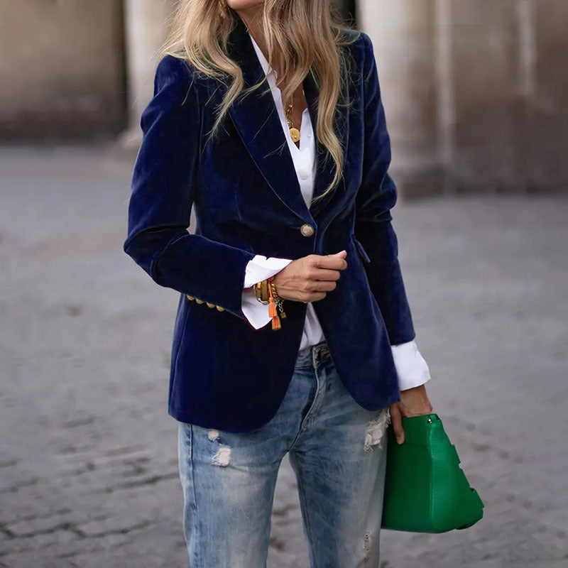 Velvet Lapel Casual Suit Business Slim Single-breasted Jacket Outwear Clothing For Women