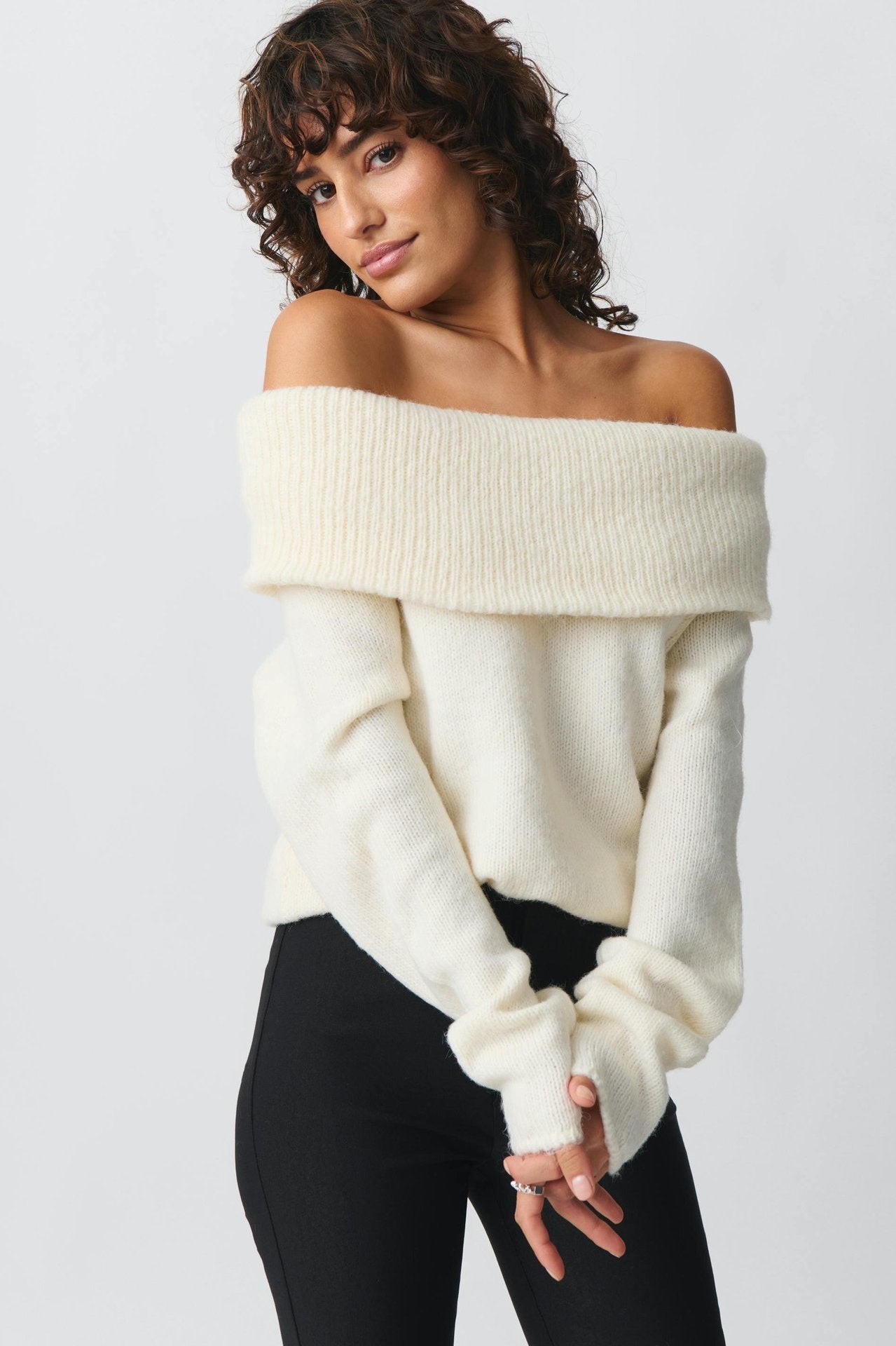 All-matching Sweet Off-shoulder Lapel Sweater