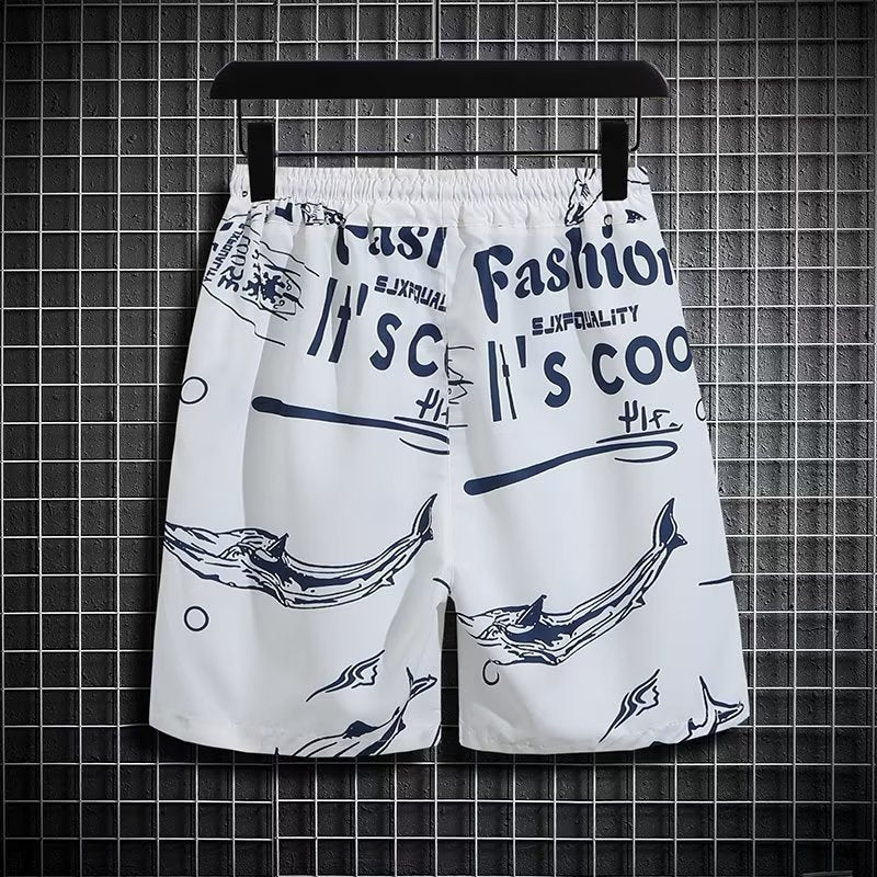 Ins Printed Shirt Beachwear Casual Shorts Suit