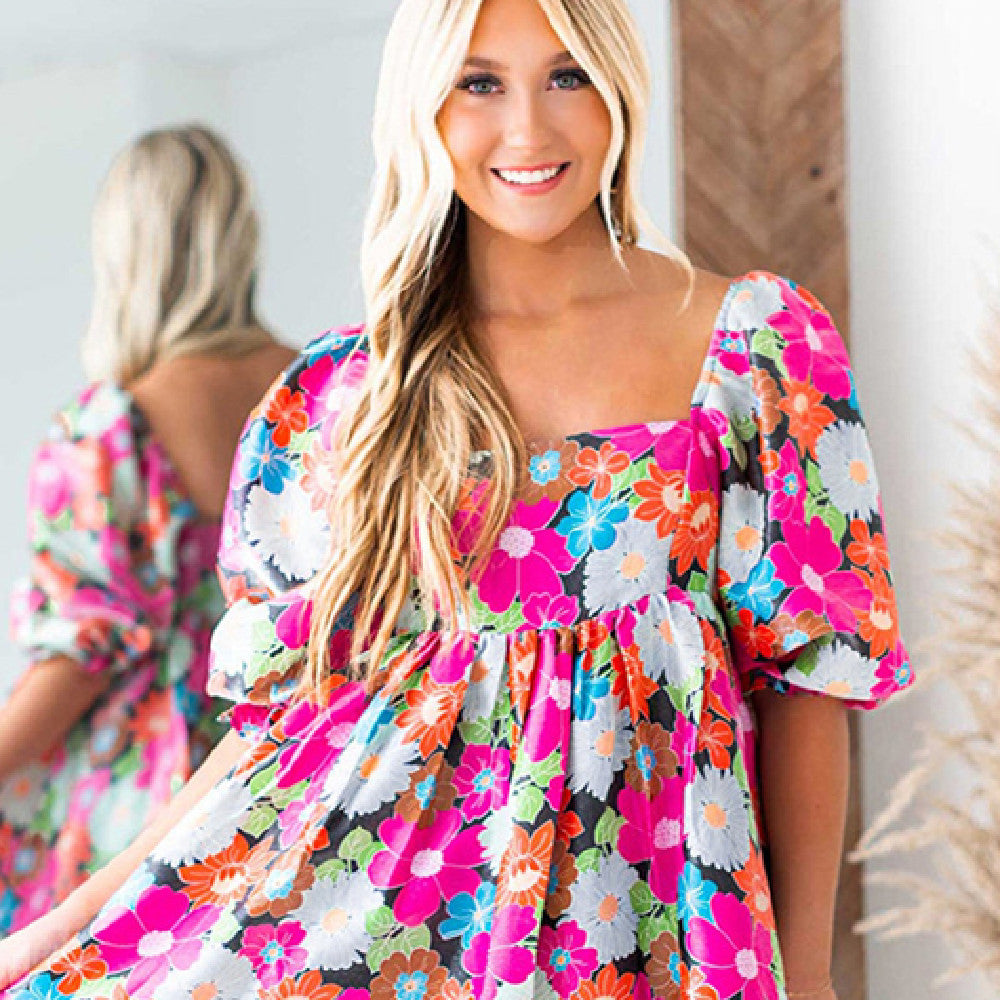 Holiday Puff Sleeve Dress Women