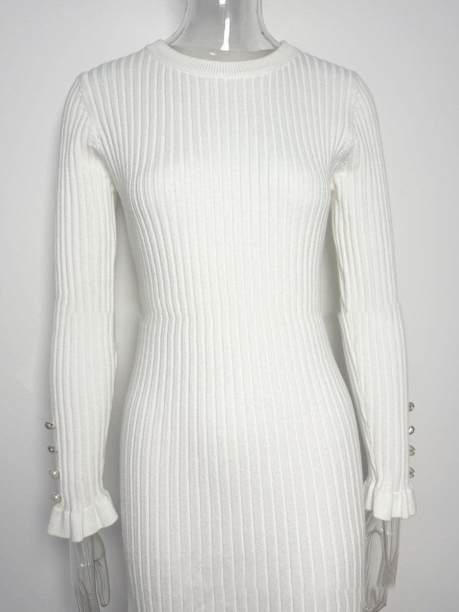 Womens Textured Knit Mid-length Dress