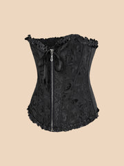 Brocade Sweetheart Corset With Ruffle Trim