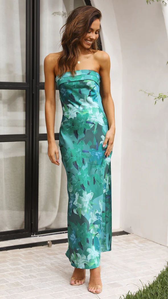 Tube Top Long Dress With Backless Design INS Flowers Print Party Evening Dresses For Women