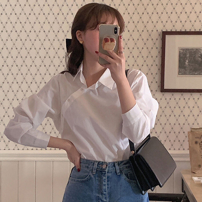 Simple Design Loose Shirt Top
