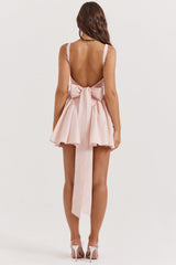 Square Neck Sleeveless Dress With Backless Bow Design Slim Short Dresses For Clothing