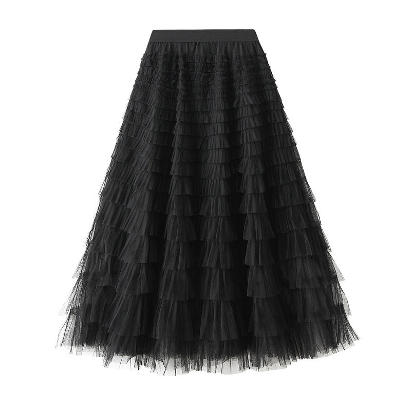 Cake Skirt White Gauze Skirt Pleated Skirt