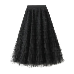 Cake Skirt White Gauze Skirt Pleated Skirt
