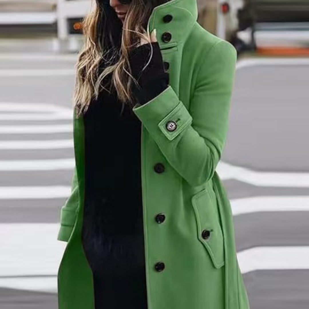 Woolen Coat Slim Fit Cardigan Large Coat Long Sleeve Single Breasted Stand Collar Woolen Coat
