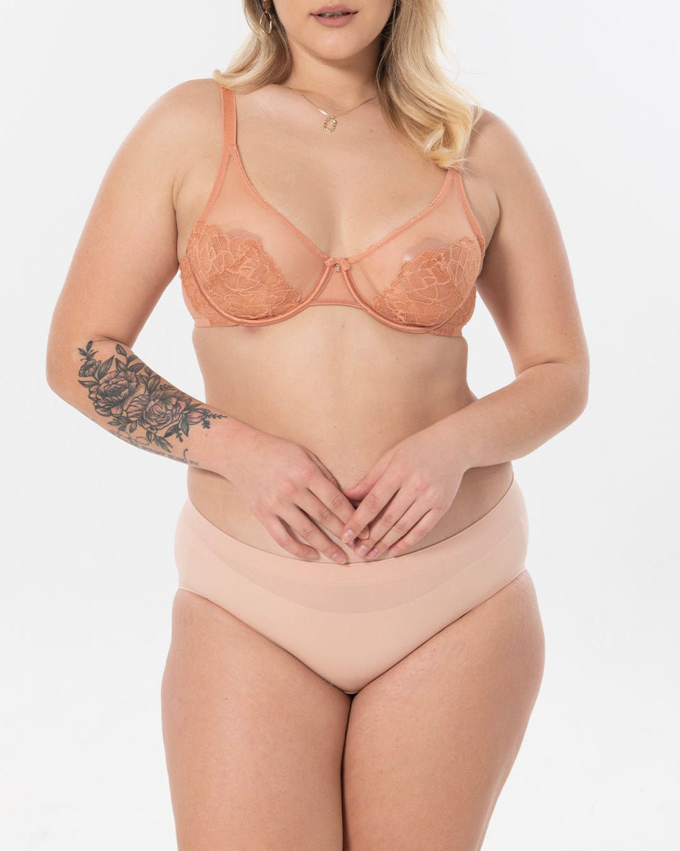 Underwire U-shaped Flower Transparent Bra