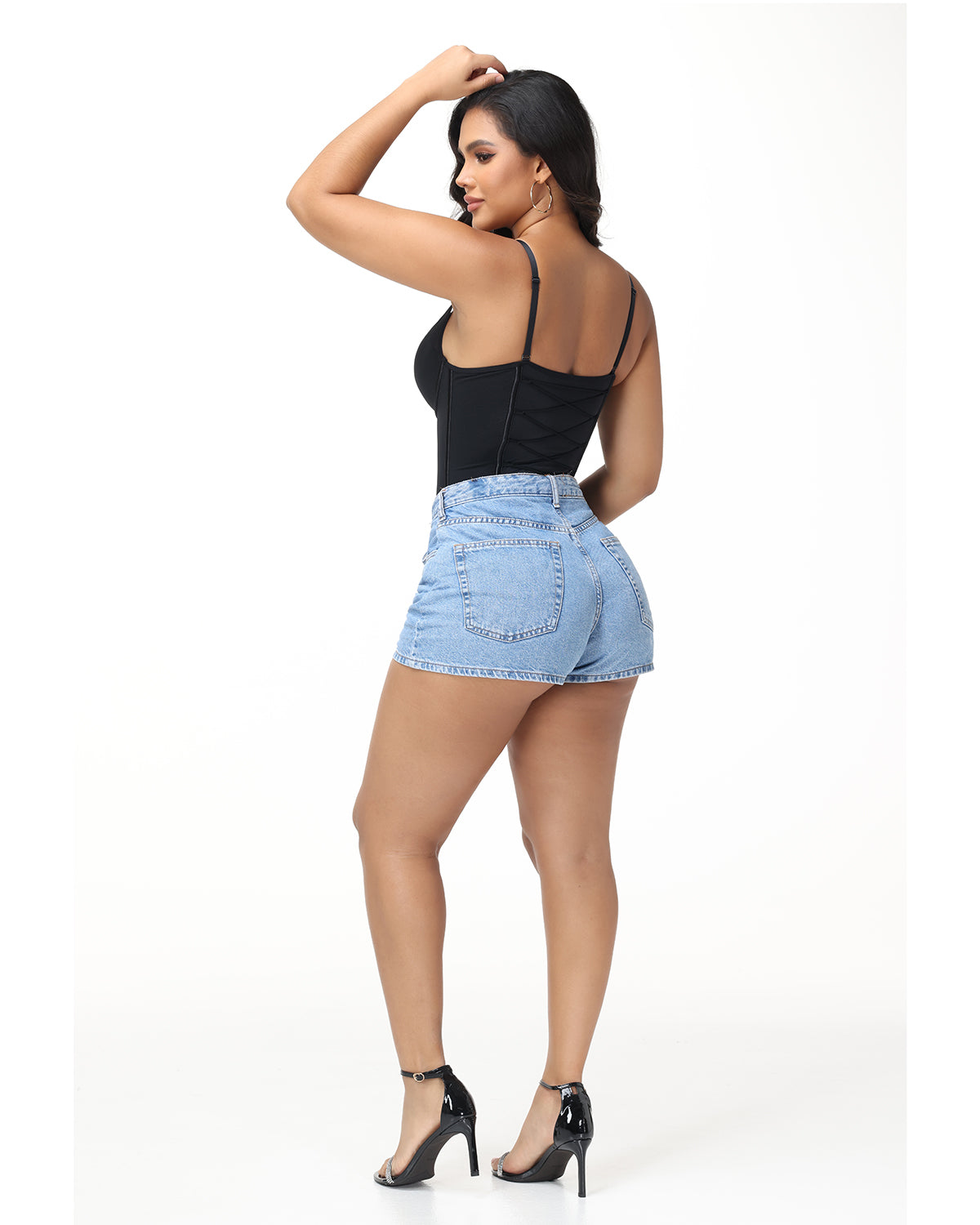 Back Lace-up Thong Seamless Skinny Bodysuit