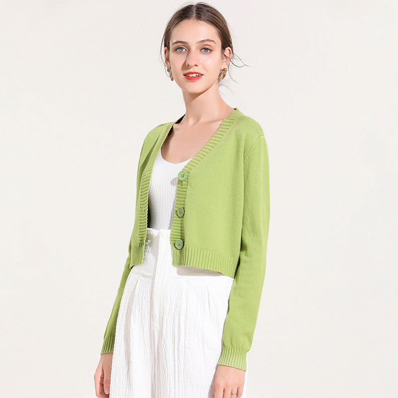 Style Knitted Sweater Cardigan V Neck Casual Sweater