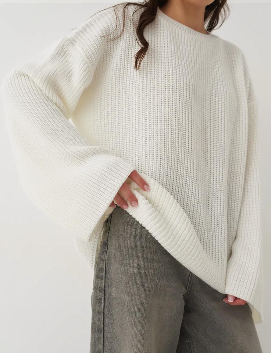 Loose Sweater Gray Top