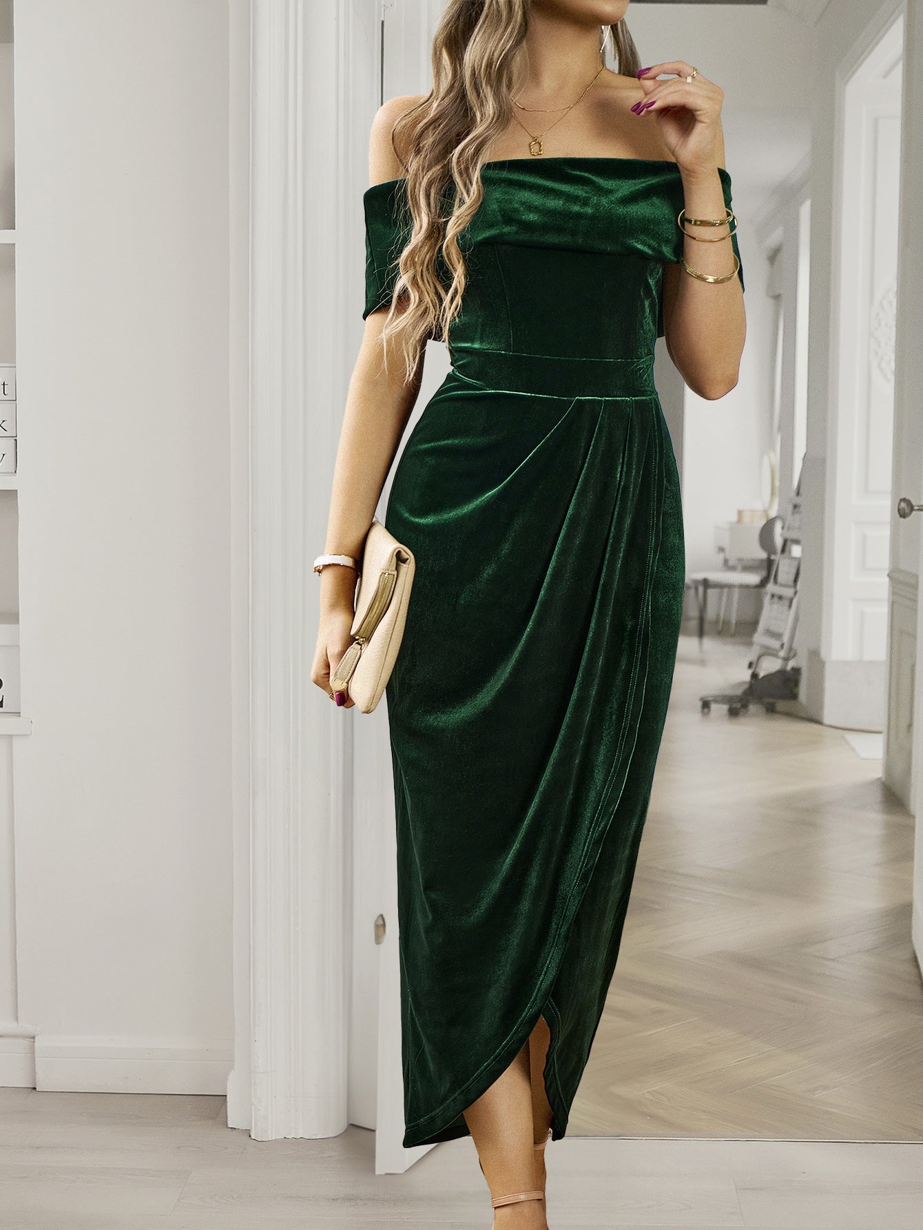 Solid Color Strapless Bodycon Long Dress Dress