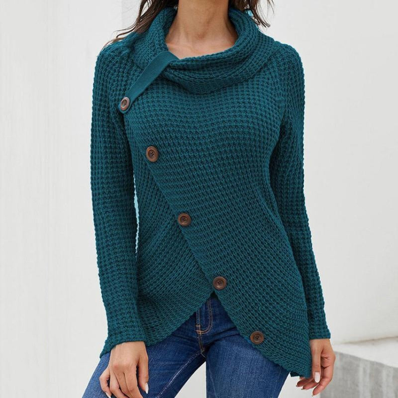 Pullover Button High Lapel Pullover Sweater