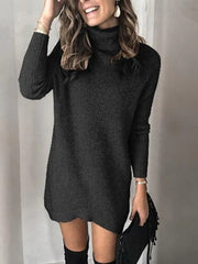 Knitwear Two Lapels Hollow Pullover Sweater Dress