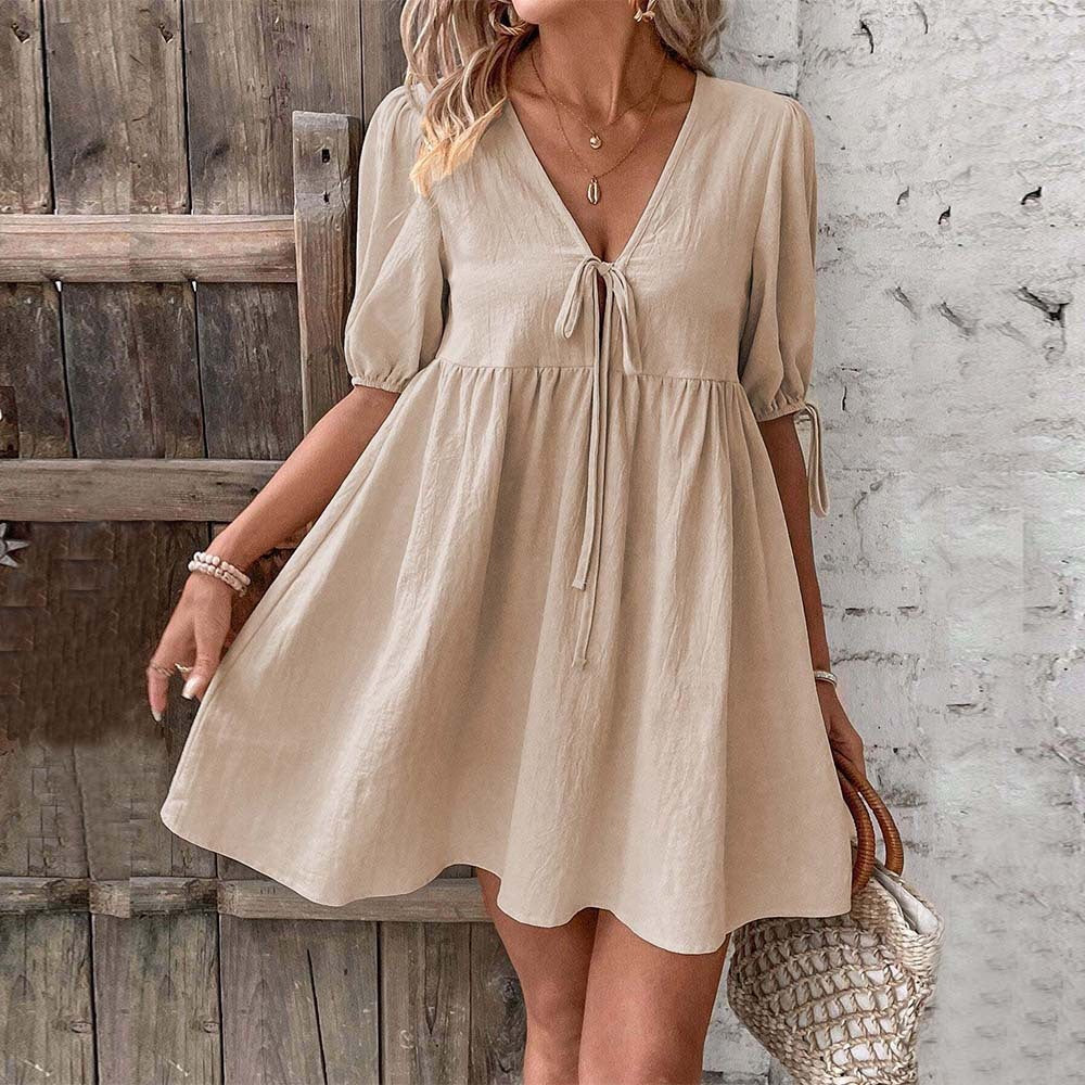 Statement Lace Up A- Line Dress