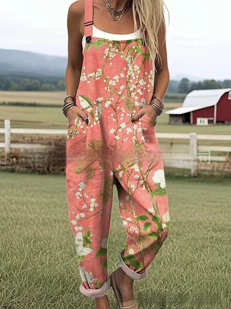 Floral Element Print Casual Jumpsuit