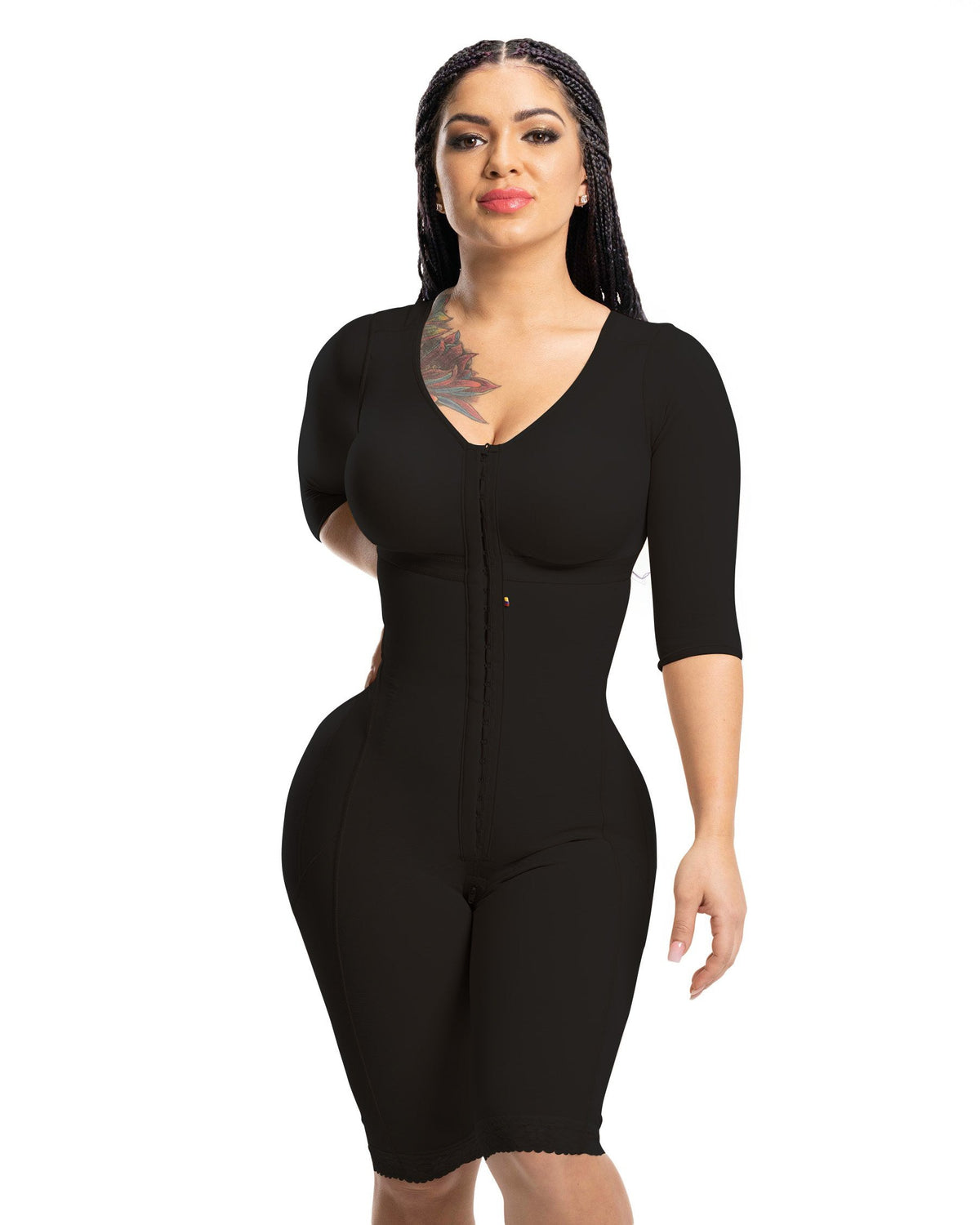 Post-Surgery Double Compression Garments Faja With Sleeves & Bra Tummy Control Shapewear Slimming Fajas Lace Body Shaper
