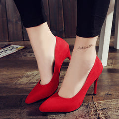 Single Korean Style Shallow Mouth High Heel Shoes