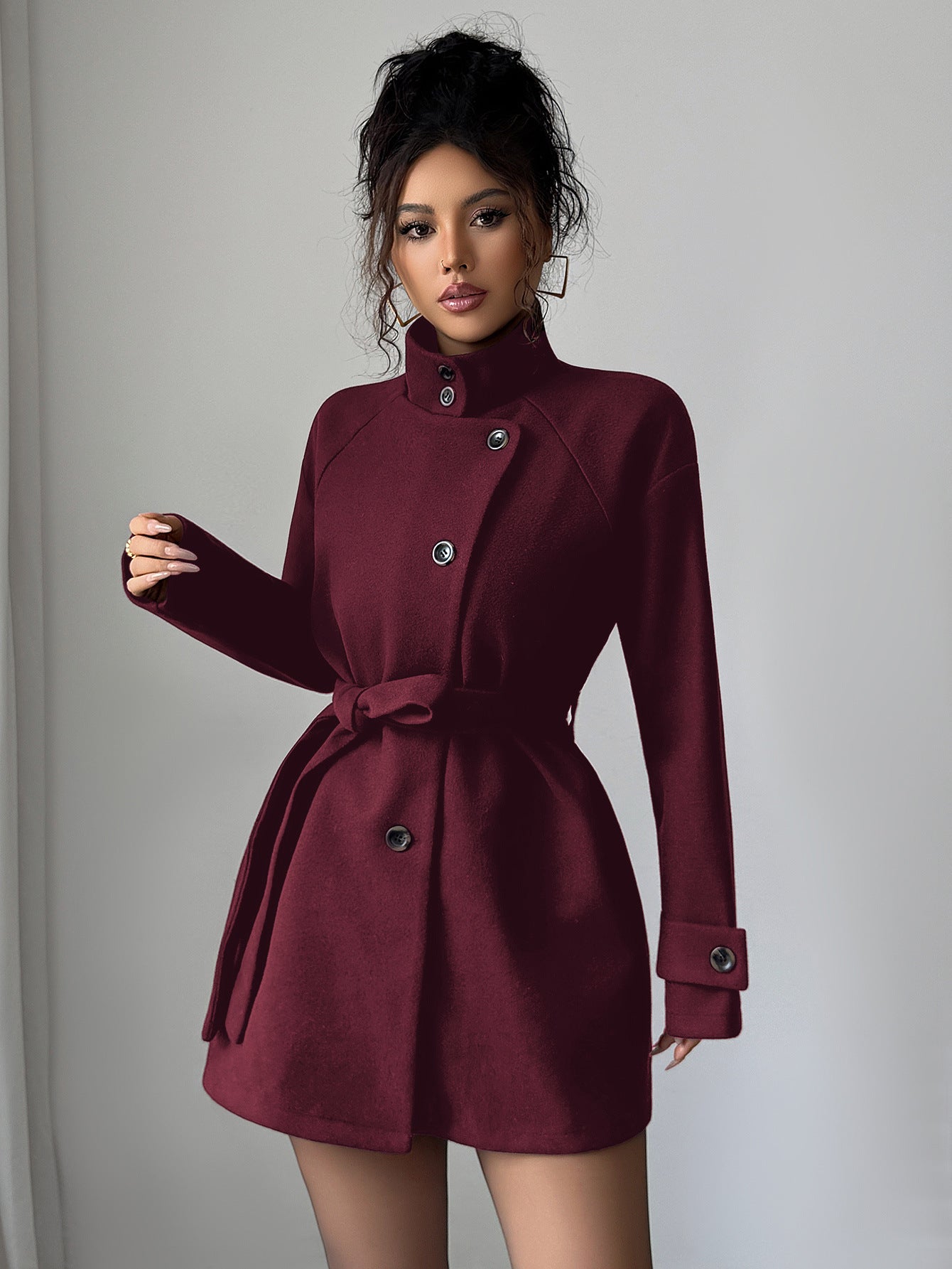 Solid Color Casual Button Long Sleeved Windbreaker Jacket