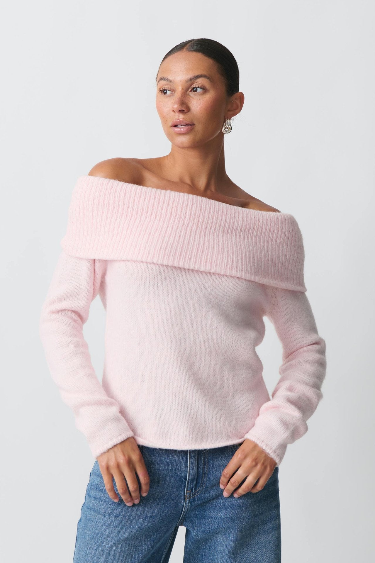 All-matching Sweet Off-shoulder Lapel Sweater