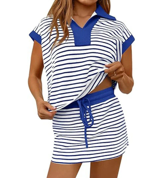 V-neck Loose Short-sleeve Set