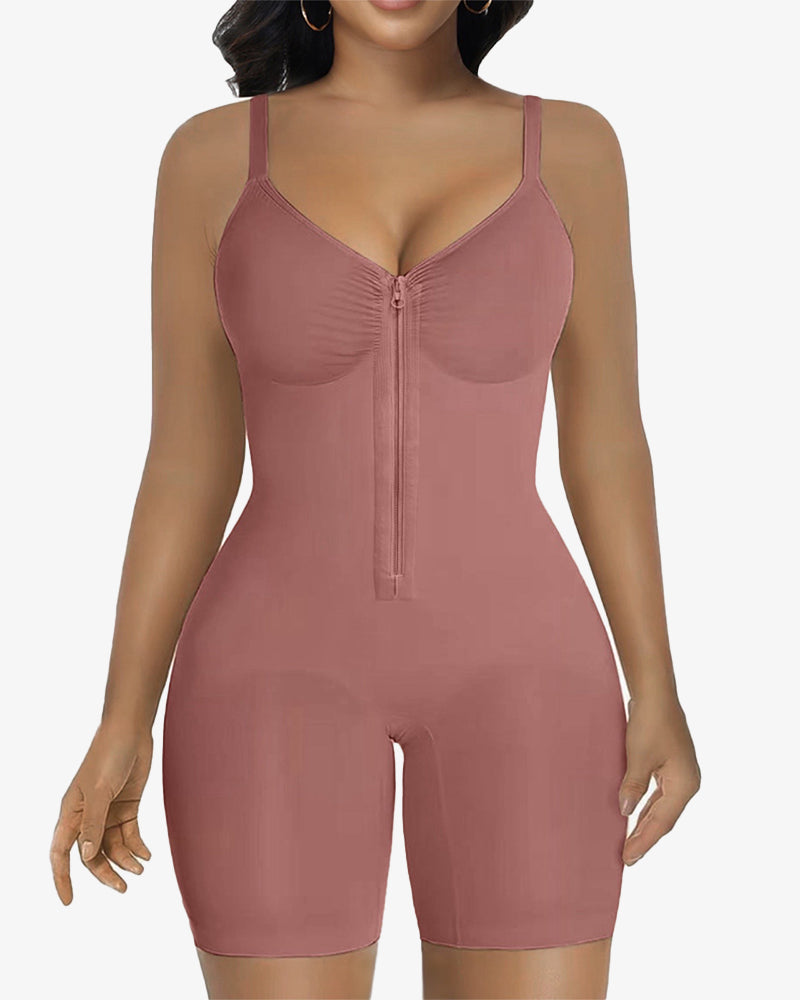 High Elastic Zipper Adjustable Straps Breathable Mesh Design Tummy Control Body Shaper
