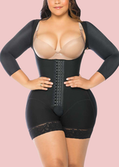 Shapewear Hook And Eye Closure Breast Support Tummy Control Long Sleeve Triangle  Bodysuit Bodyshaper