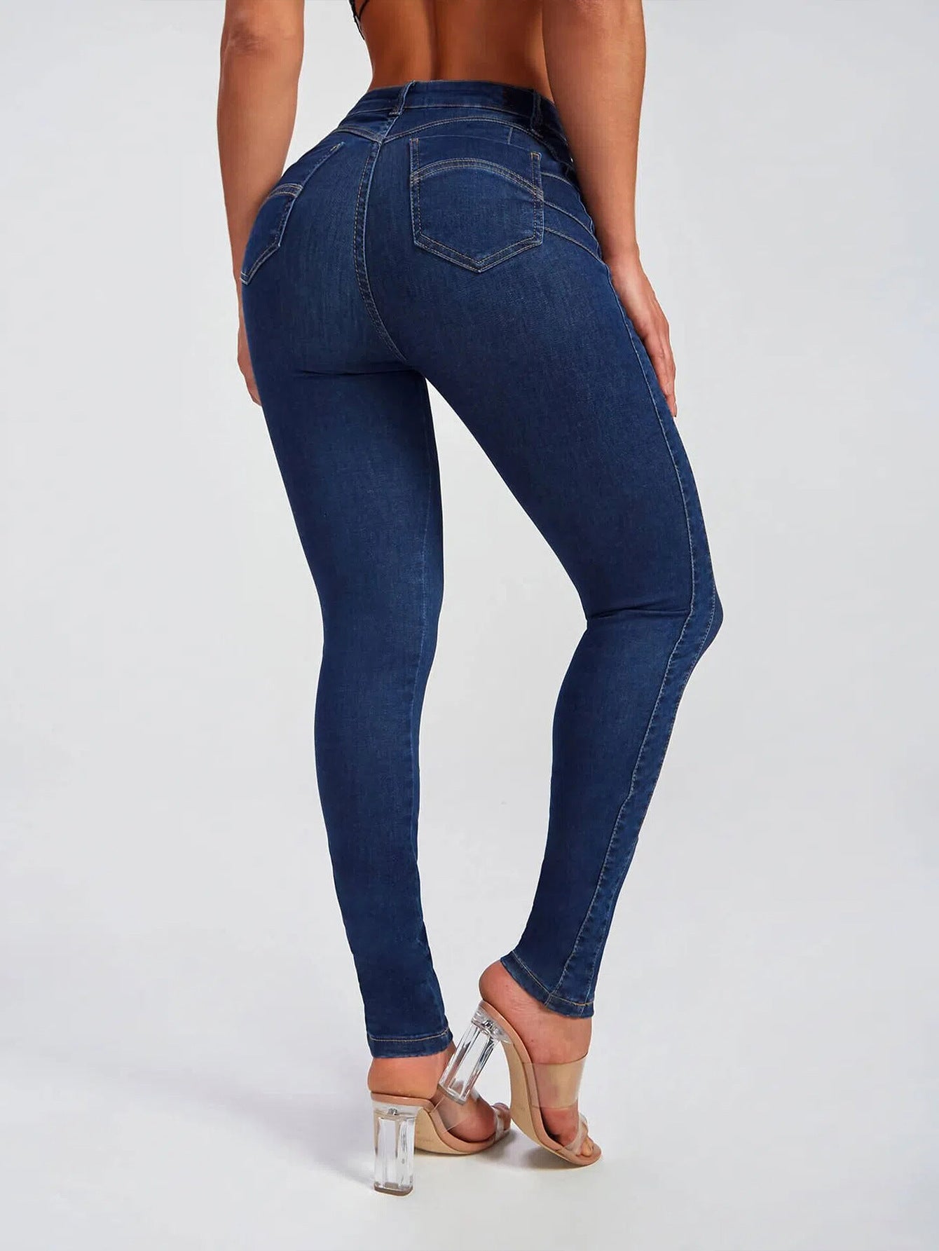 Slim fit pencil pants stretch high-rise jeans