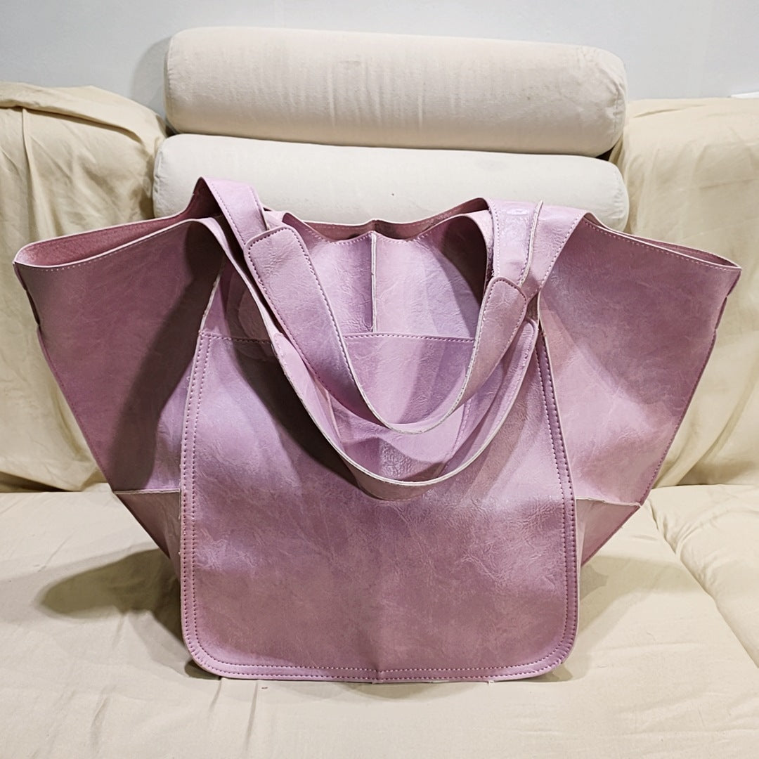 Vintage Large Capacity Handbags PU Soft Leather Big Bag Designer Luxury Shoulder Bag Beach On Vacation Woman Tote Bag