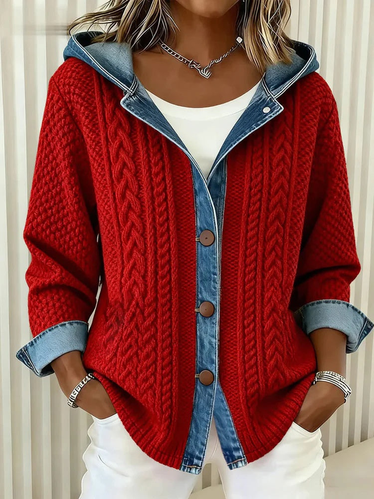 Womens Trendy Plaid Contrast-color Jacket